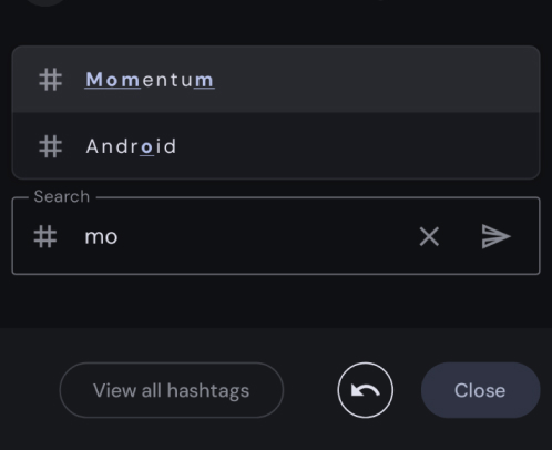 Fuzzy Hashtag Search Component